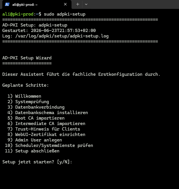Start des AD-PKI Setup Wizards