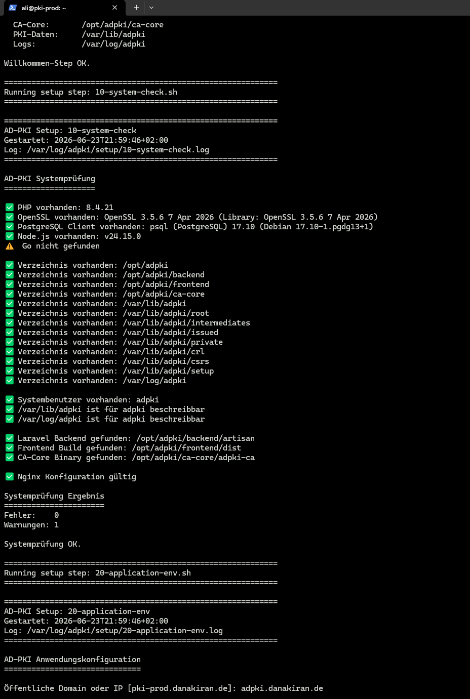 Öffentliche Domain im Setup eintragen
