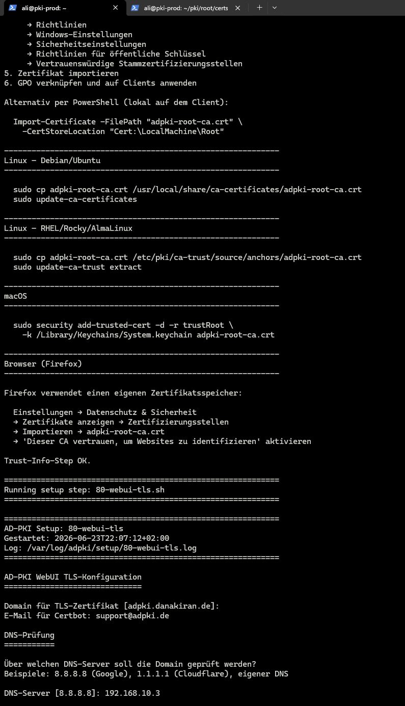 TLS- und DNS-Konfiguration