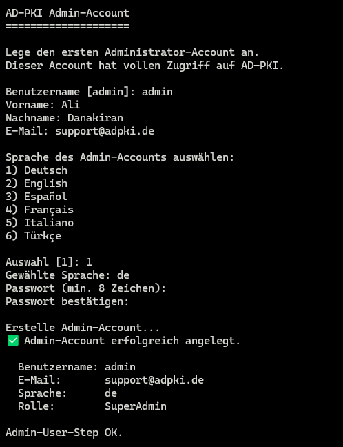 Ersten AD-PKI SuperAdmin erstellen