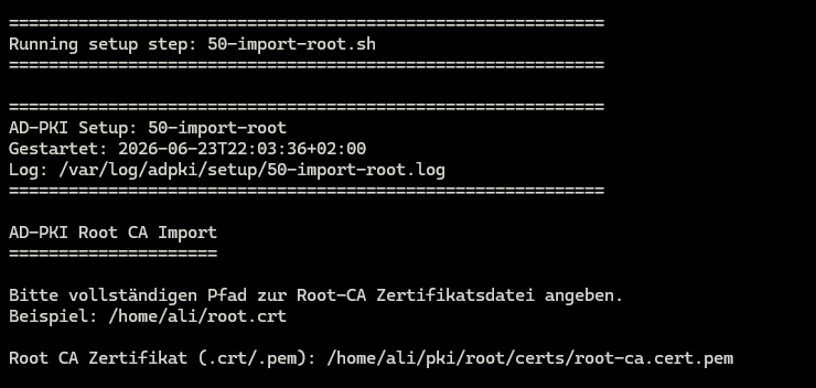 Pfad zum Root-CA-Zertifikat